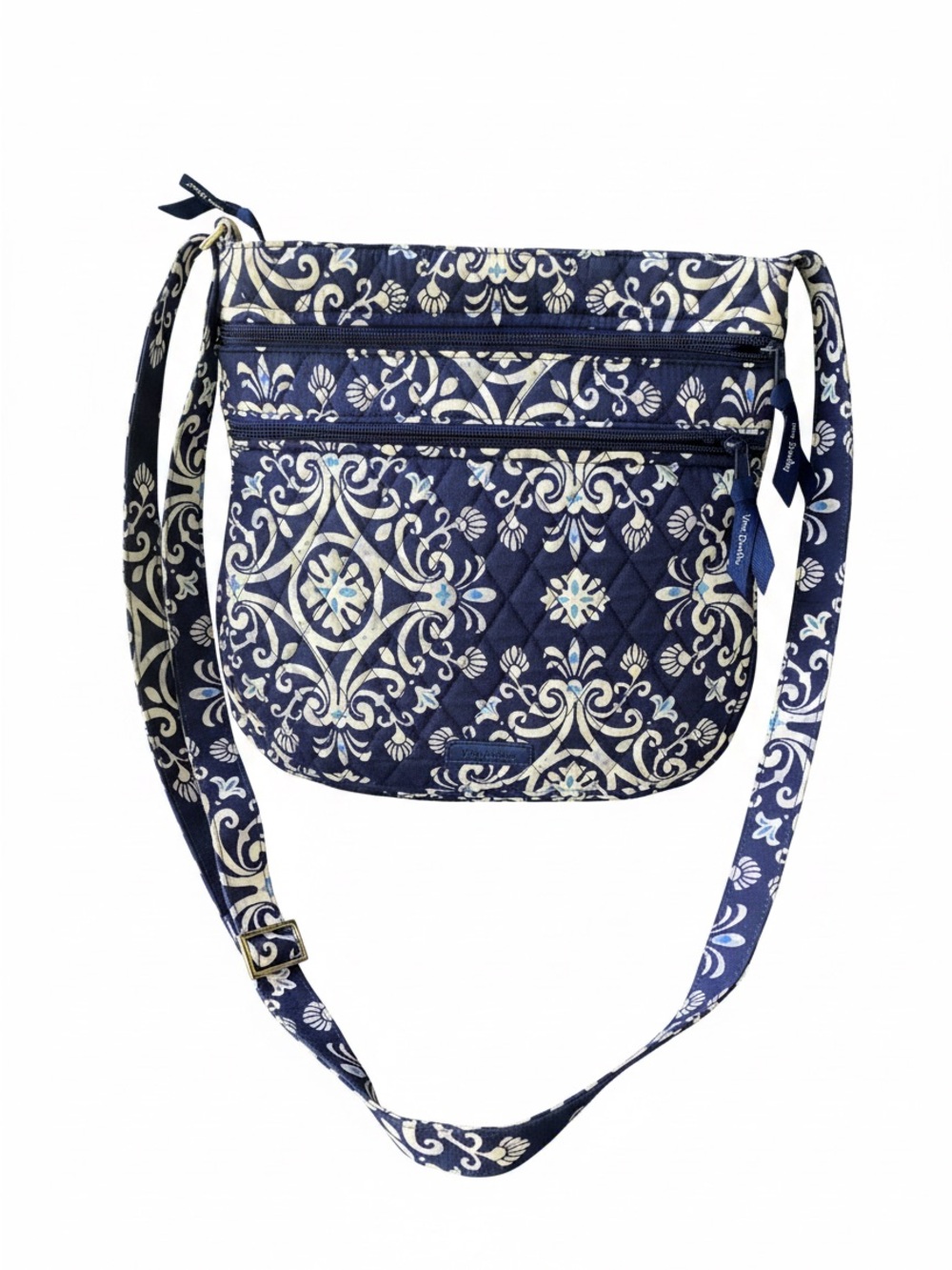 Vera Bradley Navy and Cream Quilted Floral Crossbody Bag- Perfect Condition!